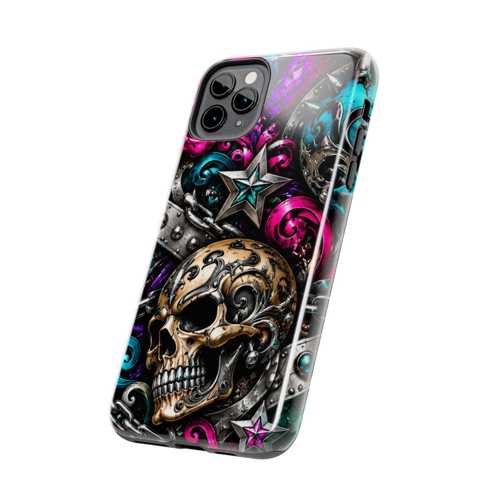 Skull & Stars Tough Phone Case | Colorful Gothic Skull Phone Case