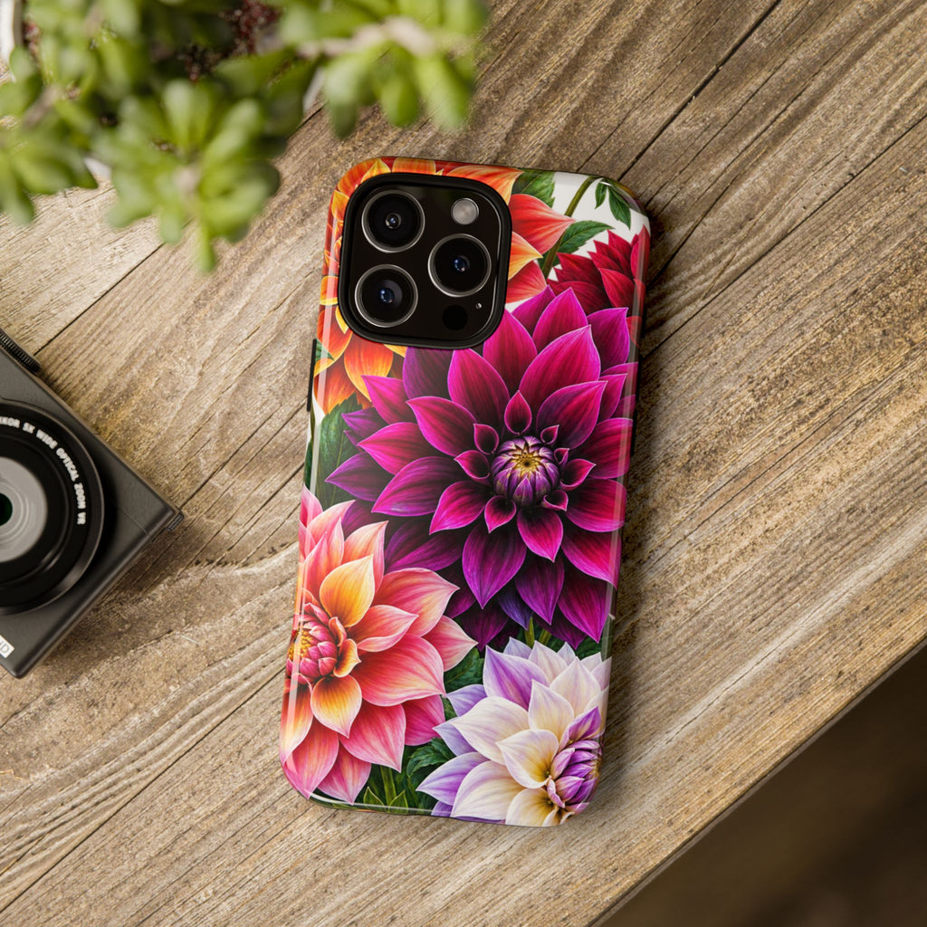 Floral Dahlia Tough Phone Case — Vibrant Protective Floral Phone Cover