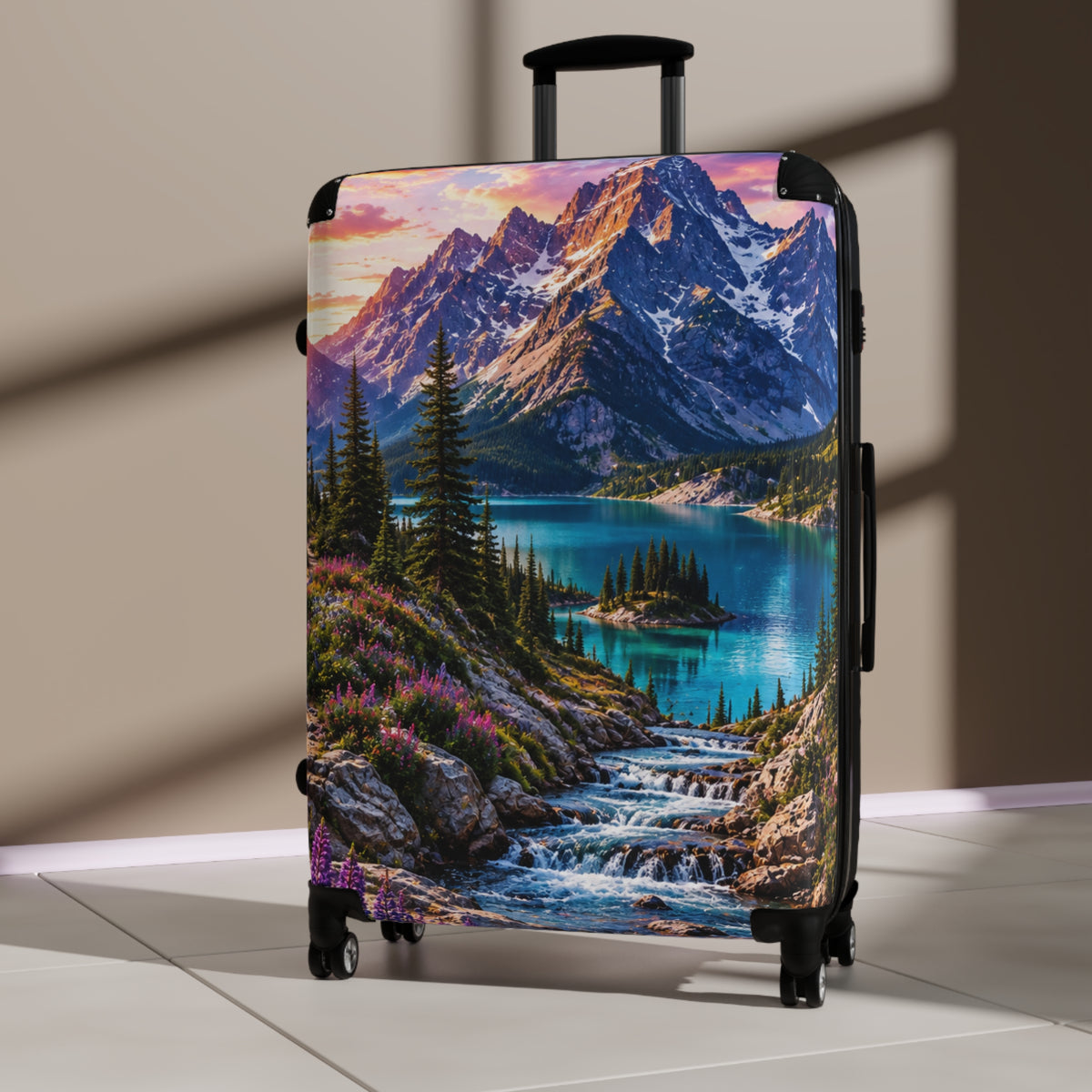 Mountain Lake Suitcase — Scenic Wilderness Carry-On Luggage