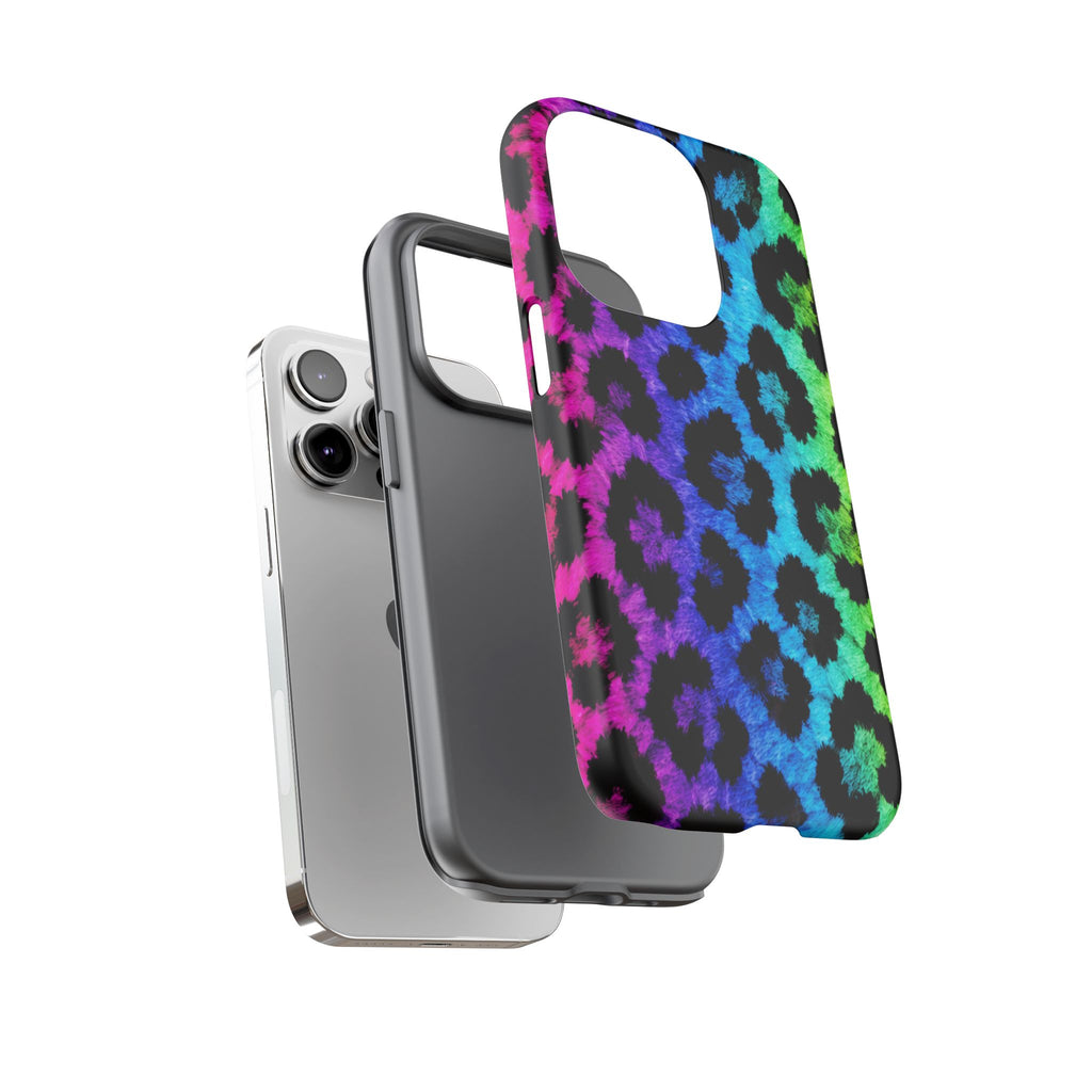Neon Rainbow Leopard Tough Case – Colorful Animal Print Phone Cover