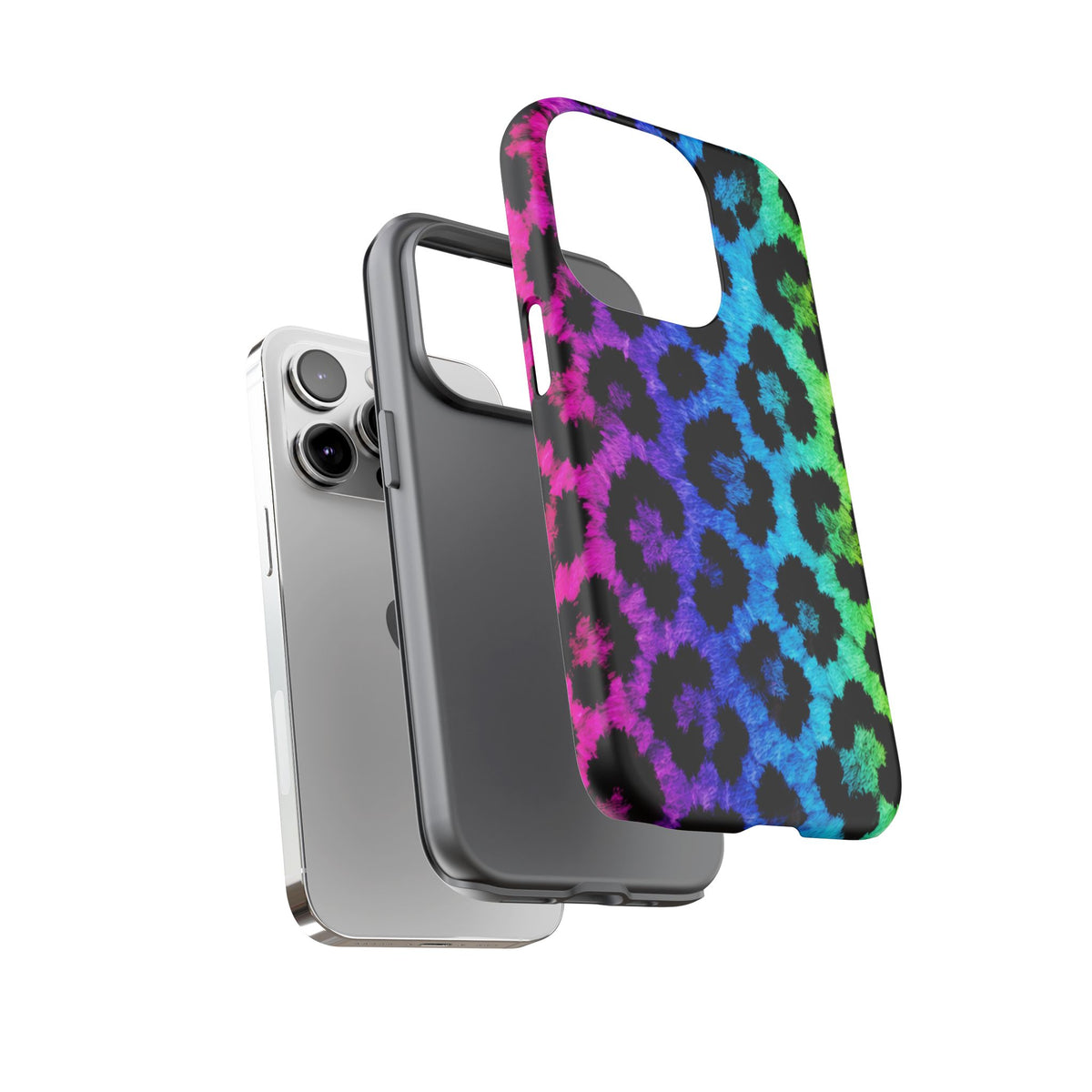 Neon Rainbow Leopard Tough Case – Colorful Animal Print Phone Cover