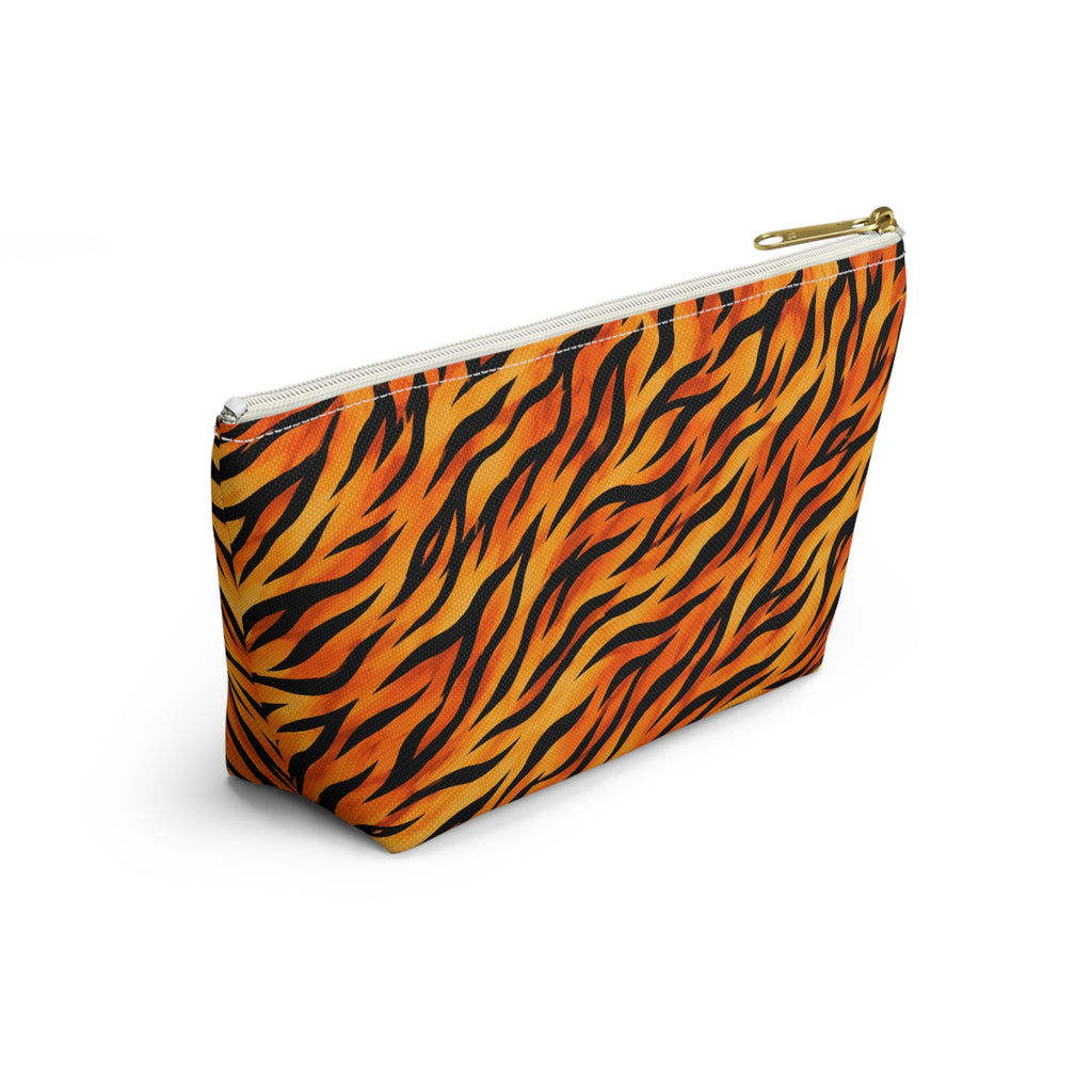 Tiger Stripe Accessory Pouch - Orange T-Bottom Makeup Bag