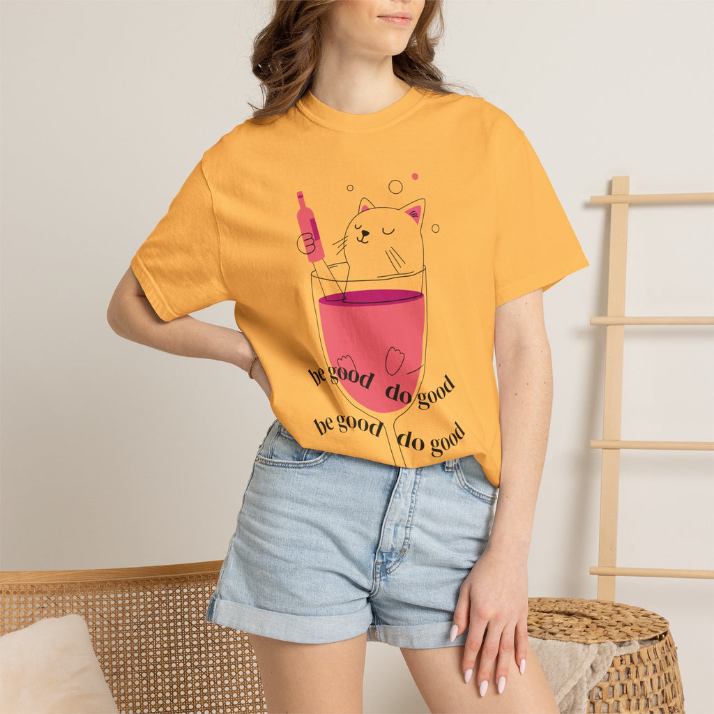 Cat in Wine Glass T-shirt | be good do good design