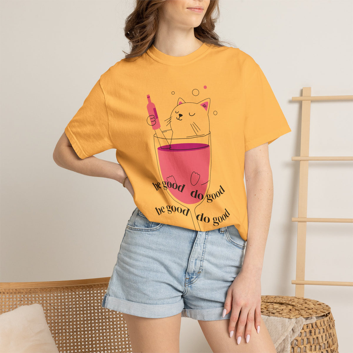 Cat in Wine Glass T-shirt | be good do good design