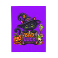 Halloween 'Bad Luck' Black Cat Plush Blanket - Soft Velveteen Throw