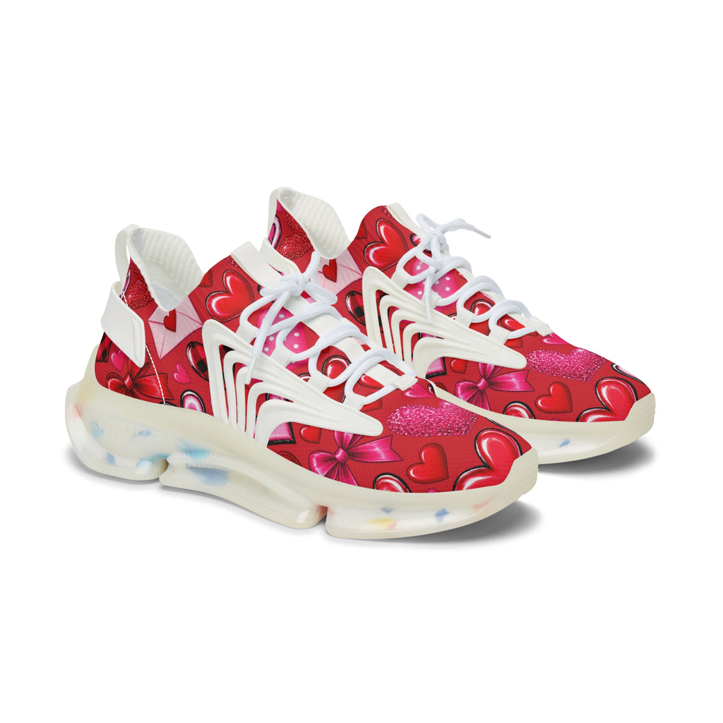 Heart Print Mesh Sneakers — Women's Valentine's Day Athletic Shoes