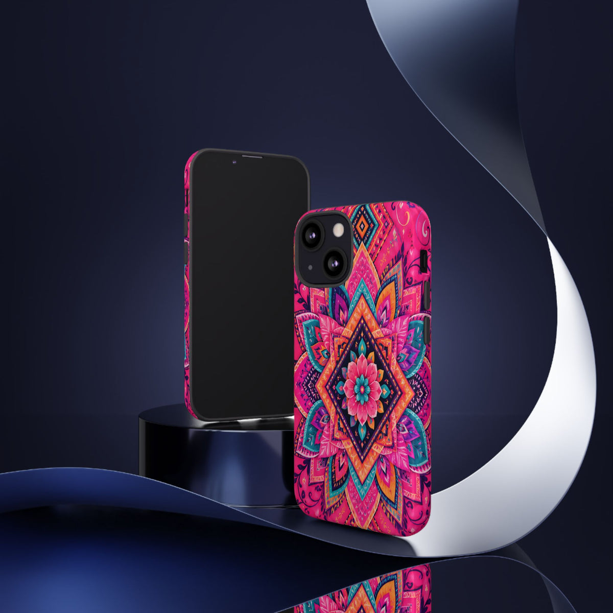 Floral Mandala Tough Phone Case — Pink Boho Protective Cover