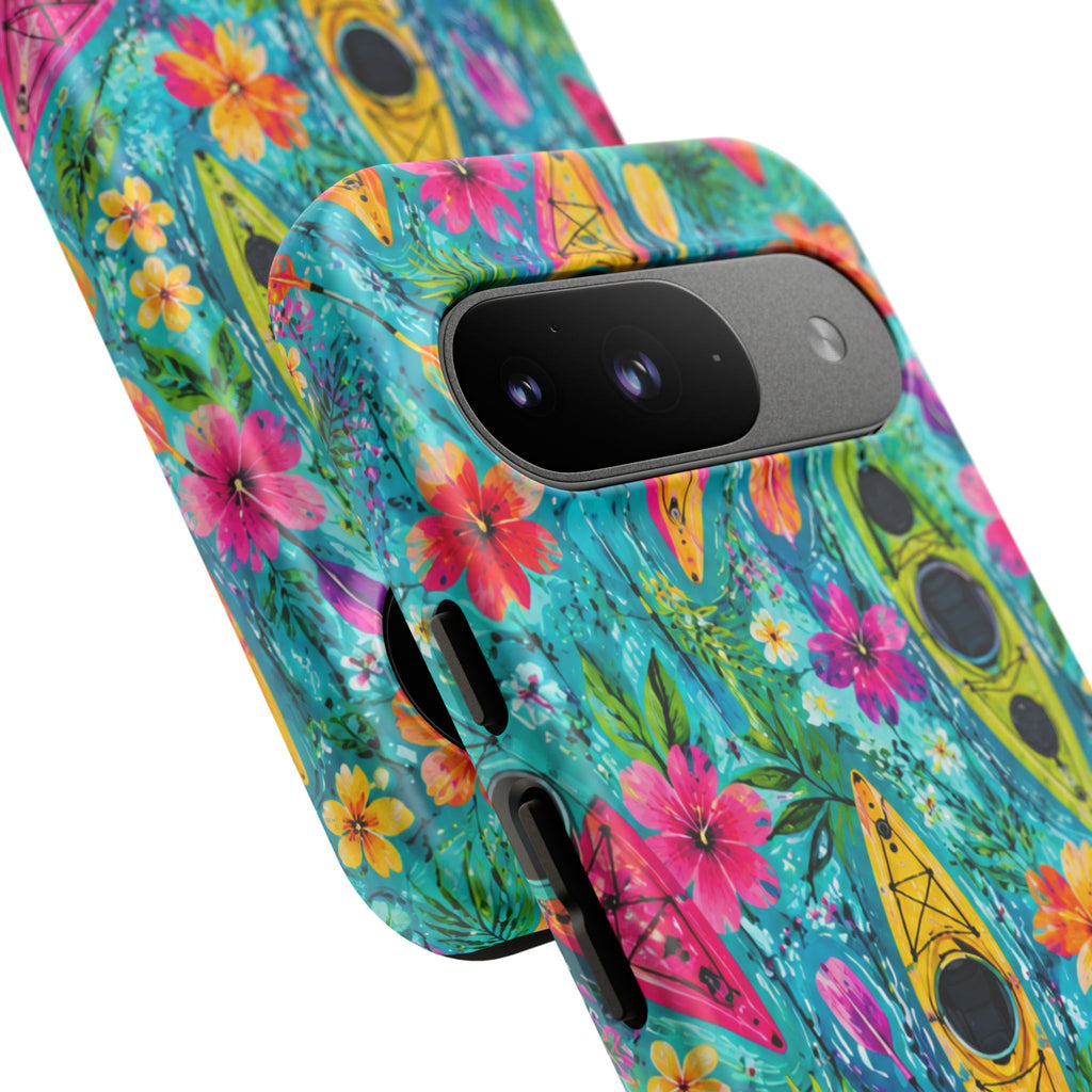 Tropical Kayak Phone Case – Colorful Floral Waterproof Pattern