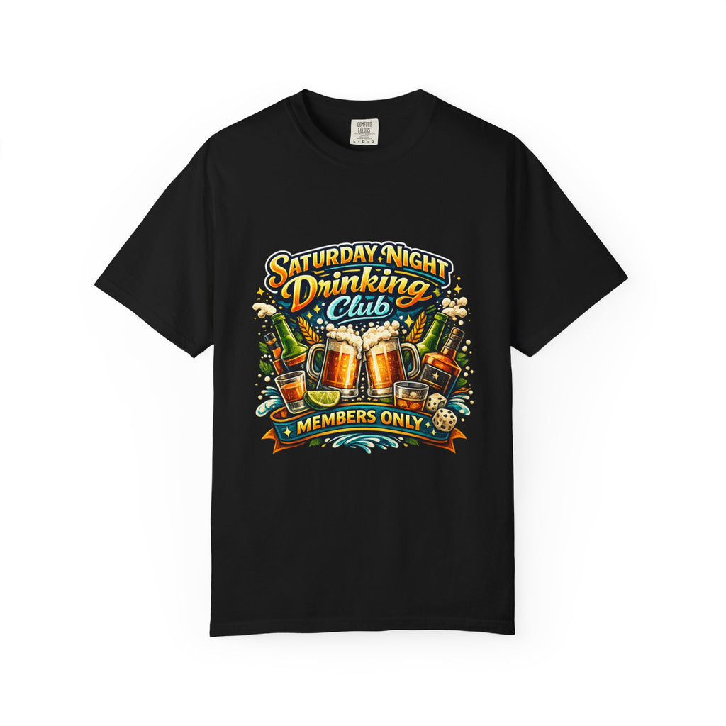 Saturday Night Drinking Club T-shirt | Beer Glasses, Bottles, Members Only