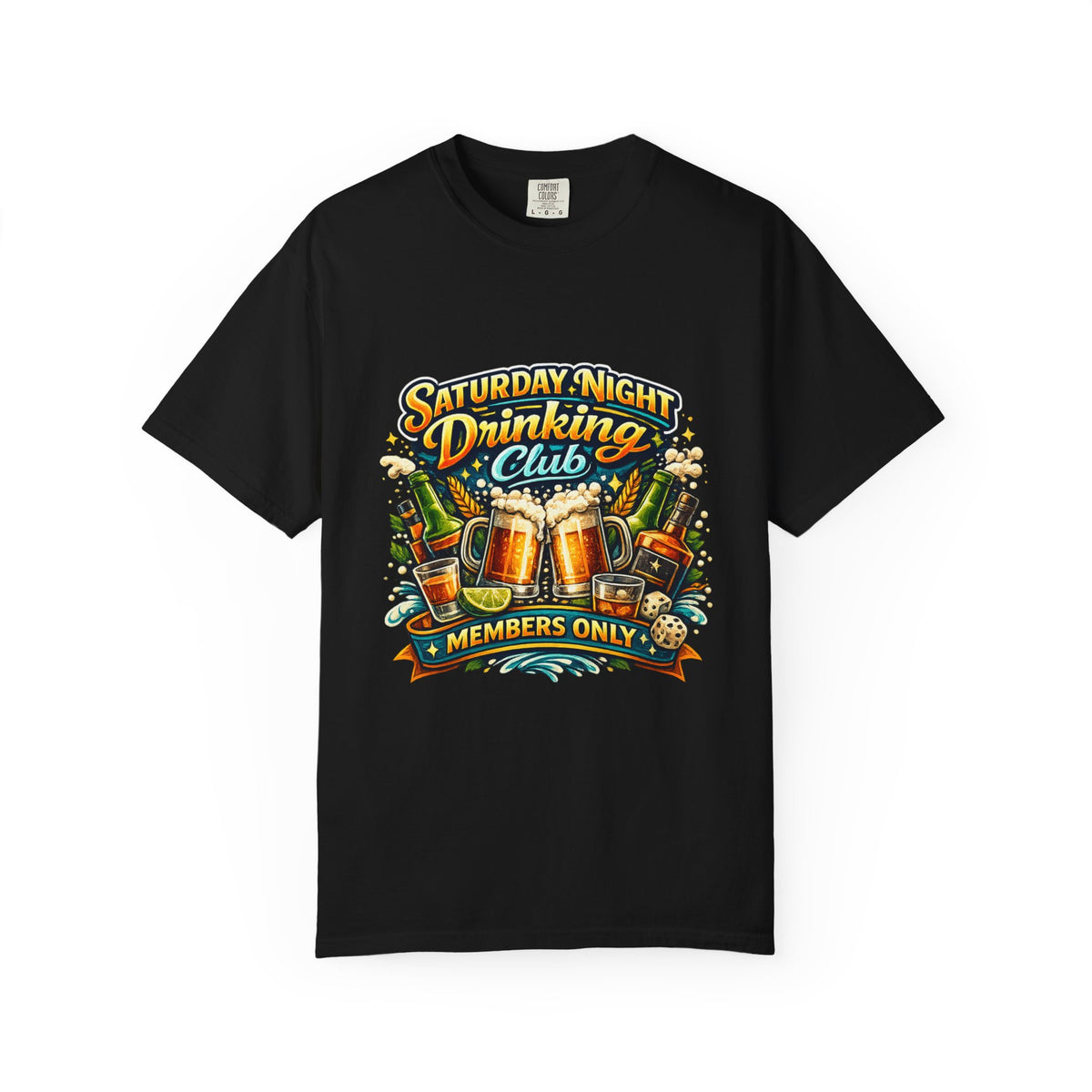 Saturday Night Drinking Club T-shirt | Beer Glasses, Bottles, Members Only