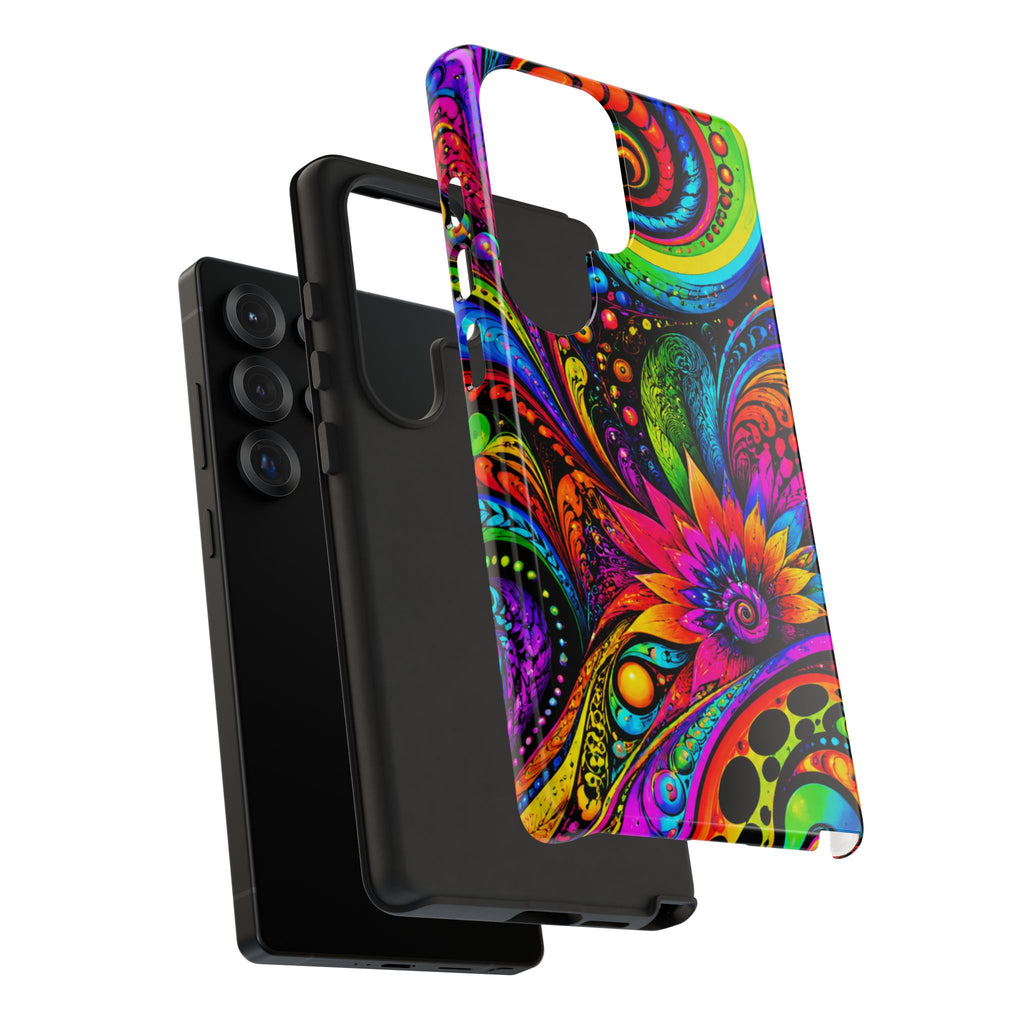 Psychedelic Floral Phone Case — Vibrant Swirl Tough Protective Cover