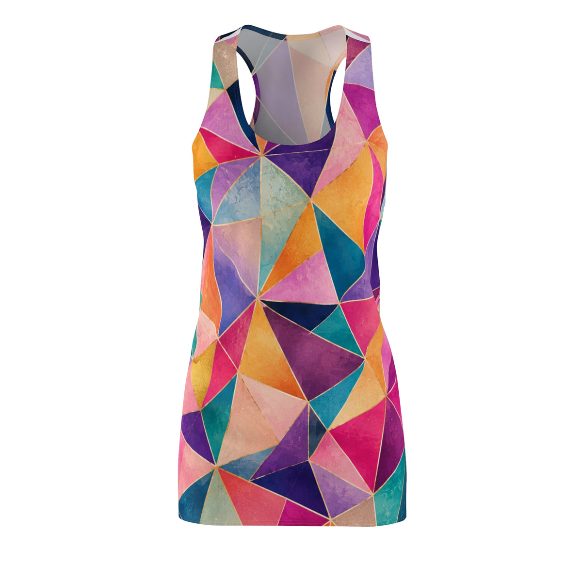 Colorful Geometric Triangle Pattern Racerback Dress