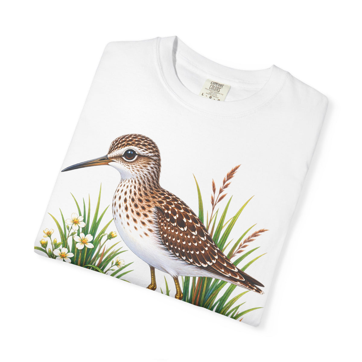 Shorebird Illustration T-Shirt — Marsh Sandpiper Graphic Tee