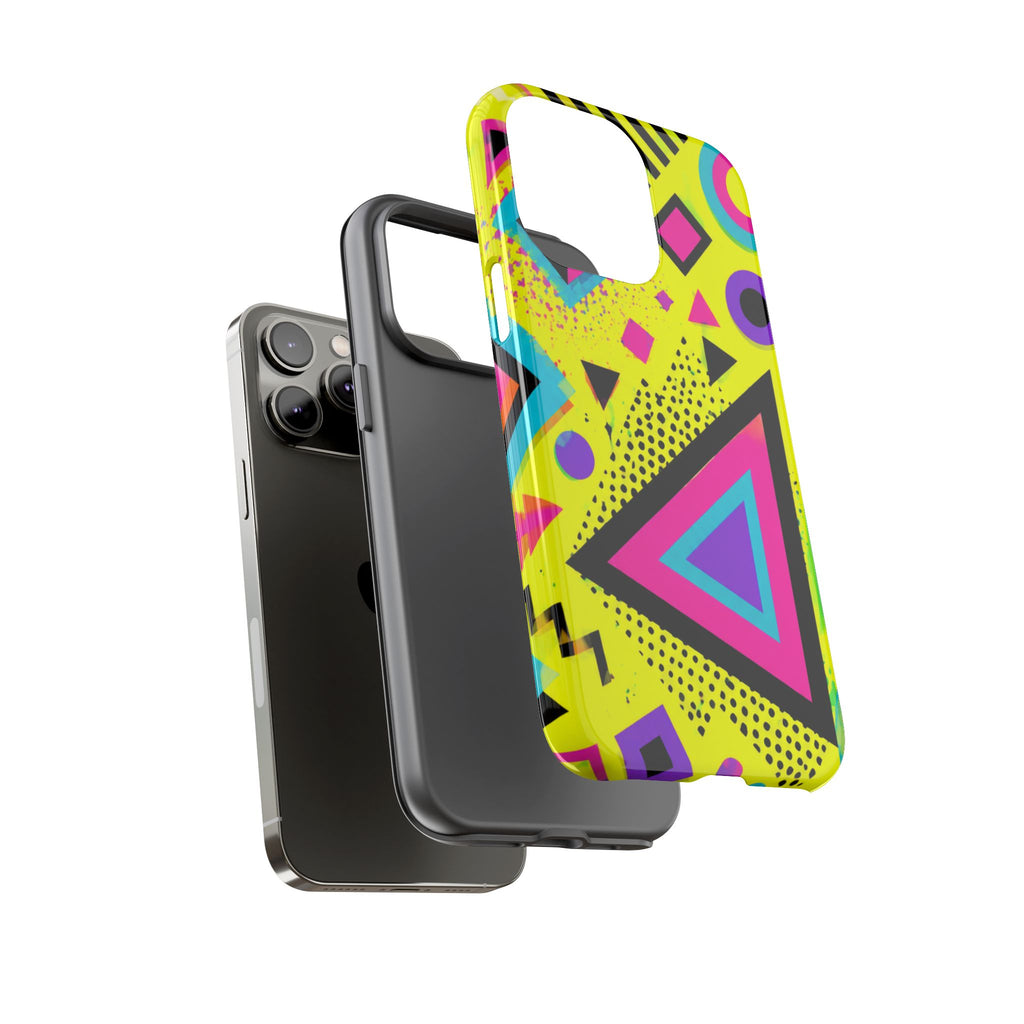 Retro 80s Geometric Phone Case — Neon Memphis Triangle Design