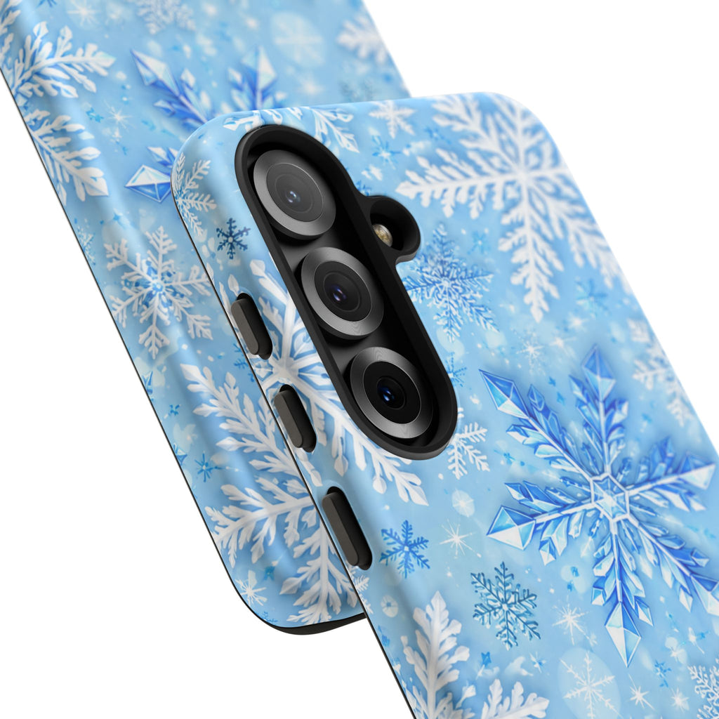 Winter Snowflake Tough Phone Case — Blue Holiday Protective Cover