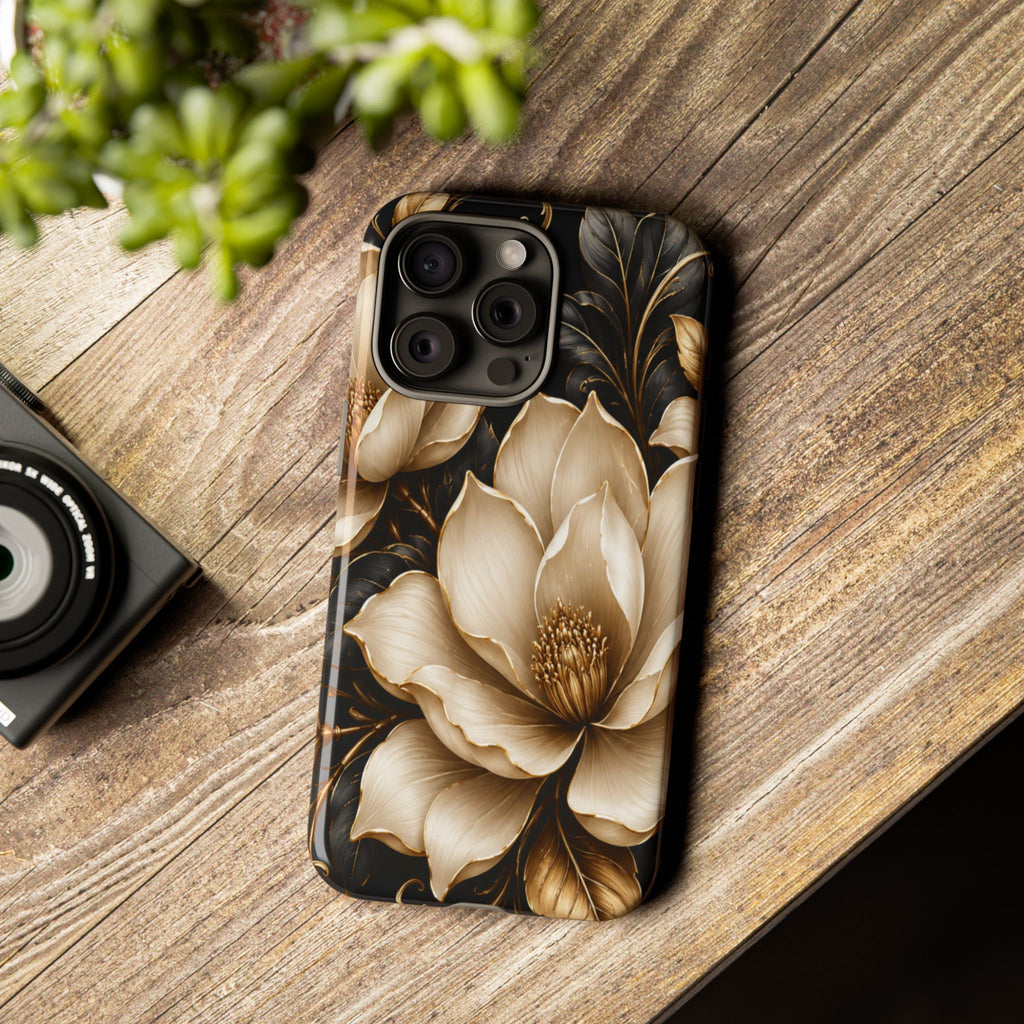 Floral Tough Case — Elegant Gold Magnolia Phone Case