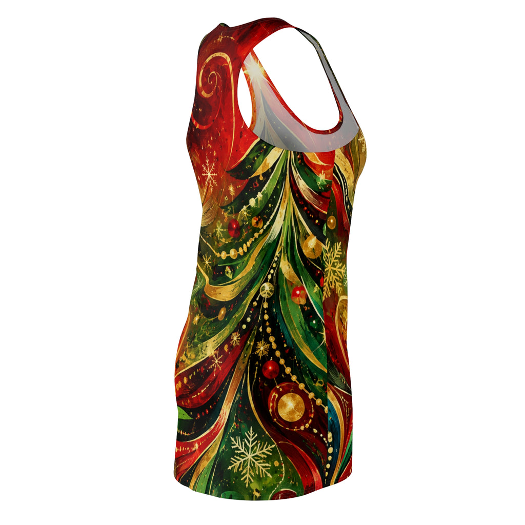 Christmas Tree Racerback Dress — Festive Swirl AOP Women's Dress
