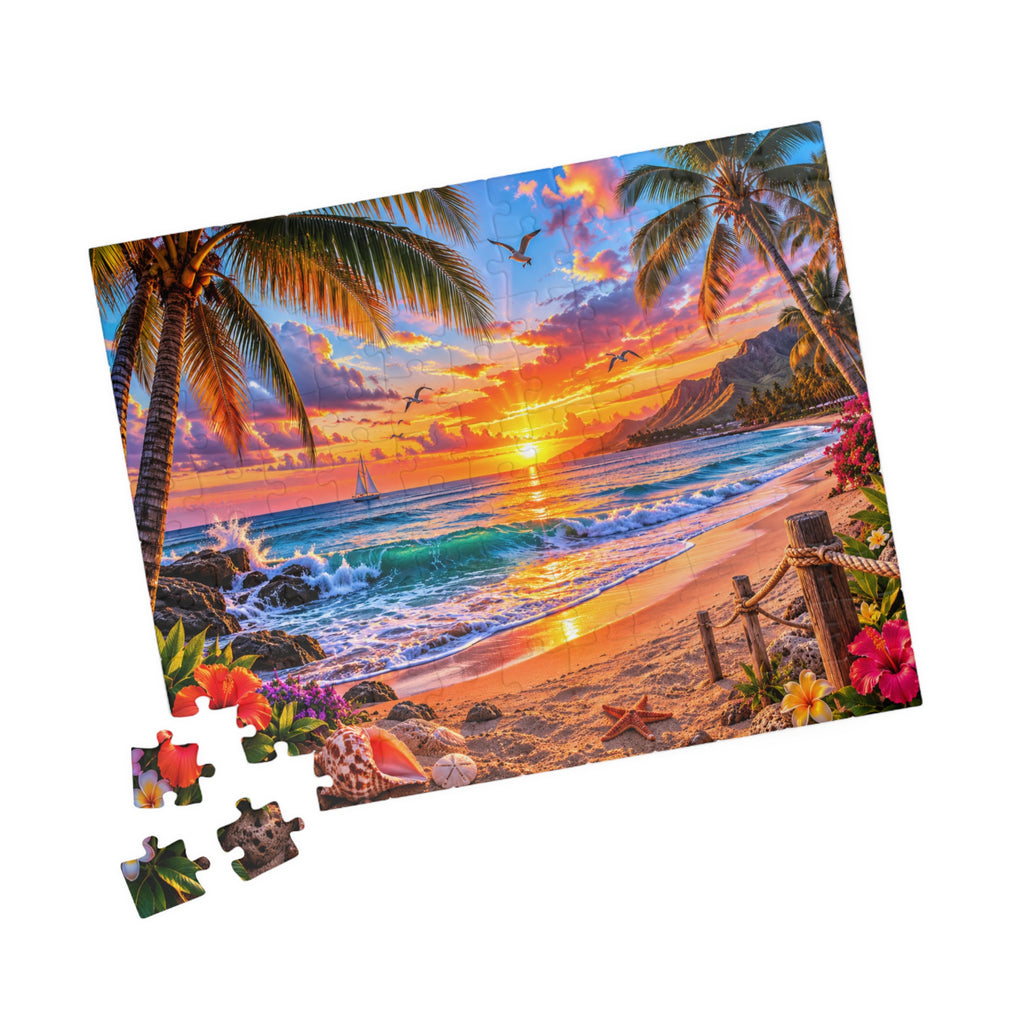 Tropical Sunset Beach Puzzle – 520/1014/252/110-Piece Scenic Jigsaw