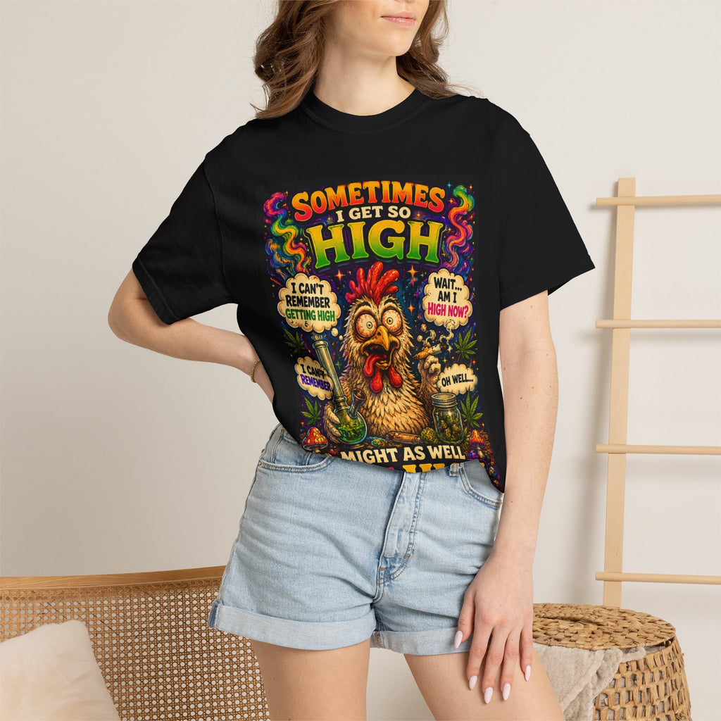 Sometimes I Get So High chicken graphic T-shirt | humorous psychedelic tee