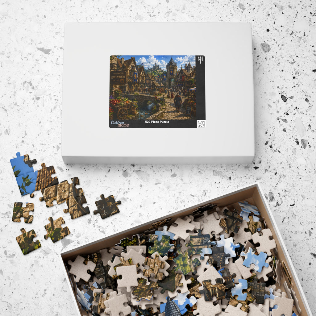 Medieval Market Village Puzzle 520-piece | Ravenwood Fantasy Scene
