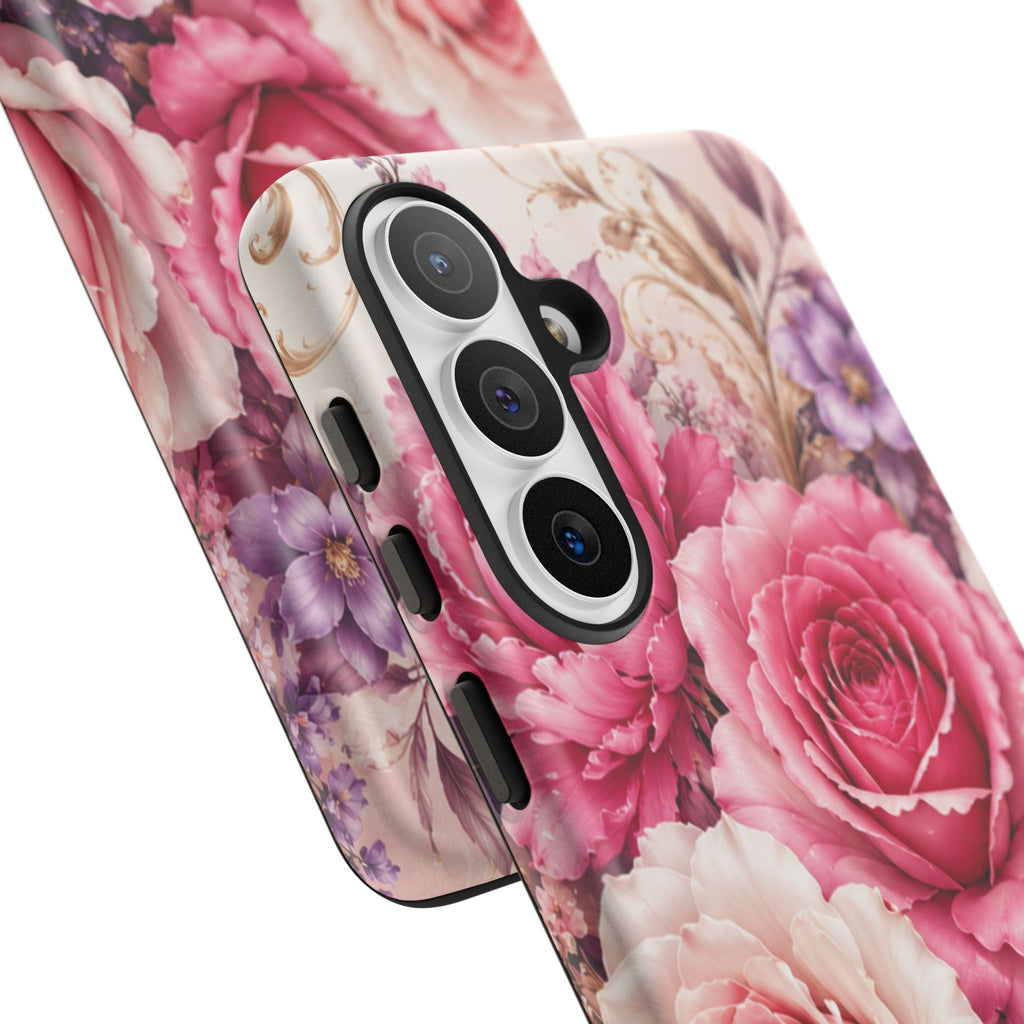 Pink Vintage Roses phone case | floral iPhone cover
