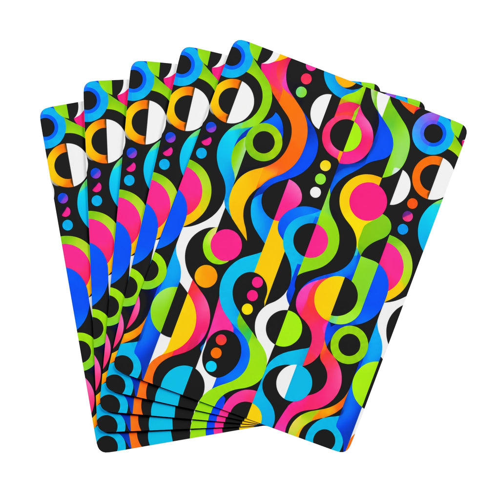 Retro Neon Poker Playing Cards — Vibrant Geometric Deck for Game Nights & Gifts