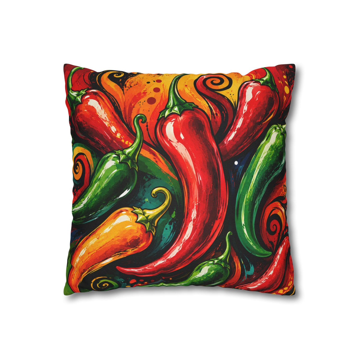 Chili Pepper Art Pillow — Vibrant Spicy Kitchen Throw Pillowcase