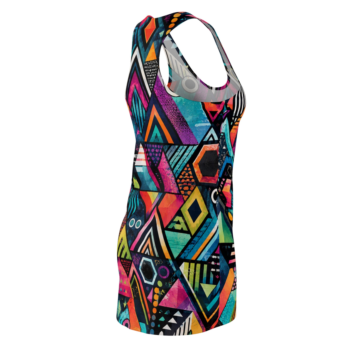Colorful Geometric Triangle Pattern Racerback Dress