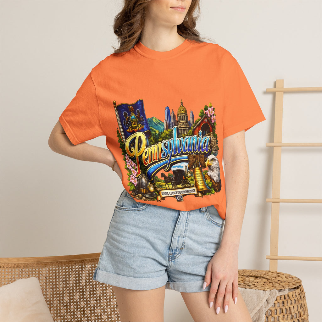 Pennsylvania Vintage Postcard T-Shirt | State Skyline Tee