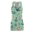 Nautical Print Racerback Dress — Beach Anchor & Lighthouse Sundress