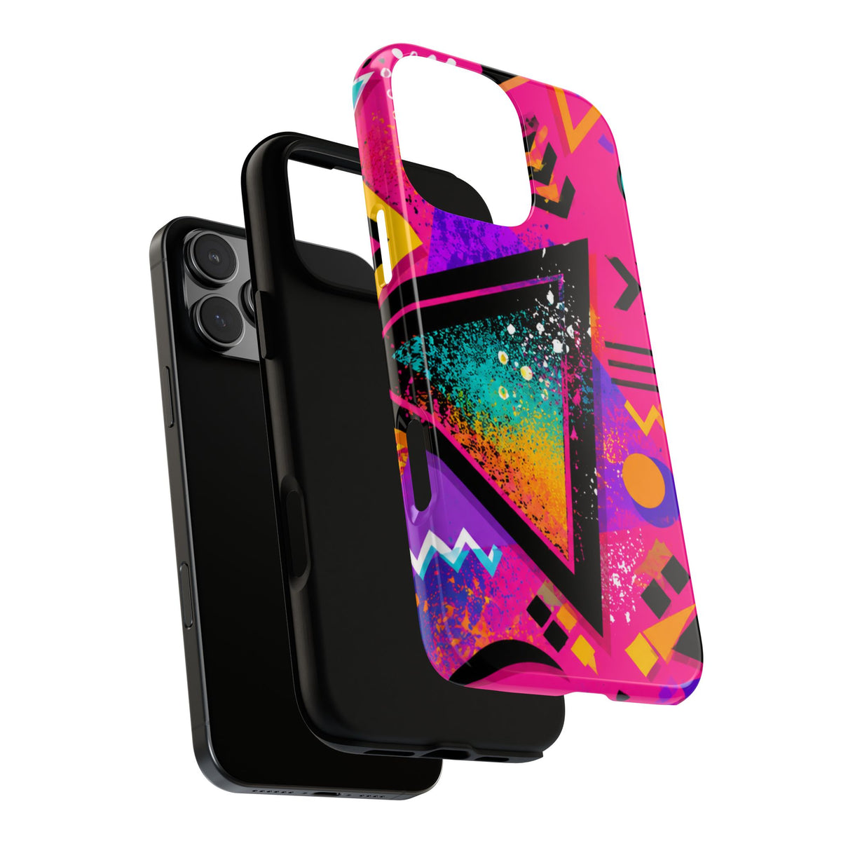 Retro 80s Geometric Phone Case — Neon Triangle Tough Case