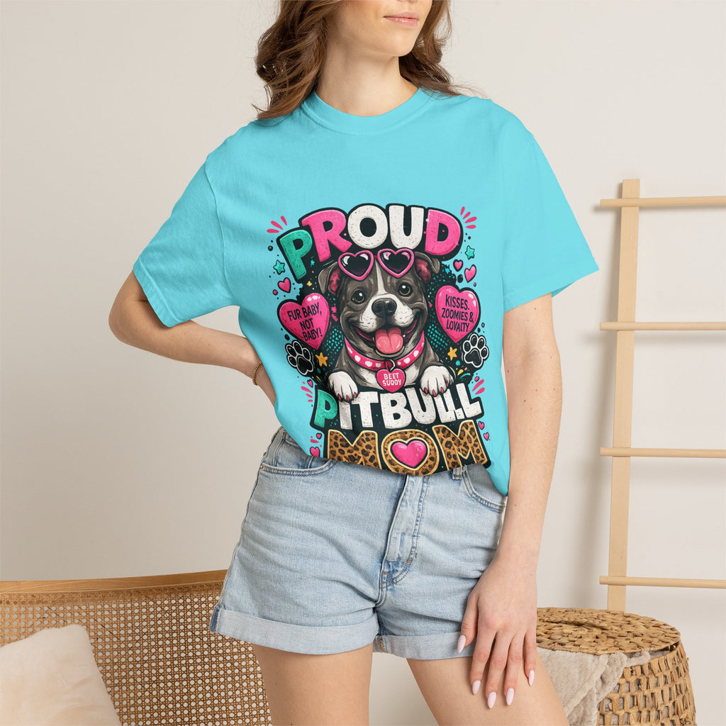 Proud Pitbull Mom T-Shirt | Cute Pitbull Illustration