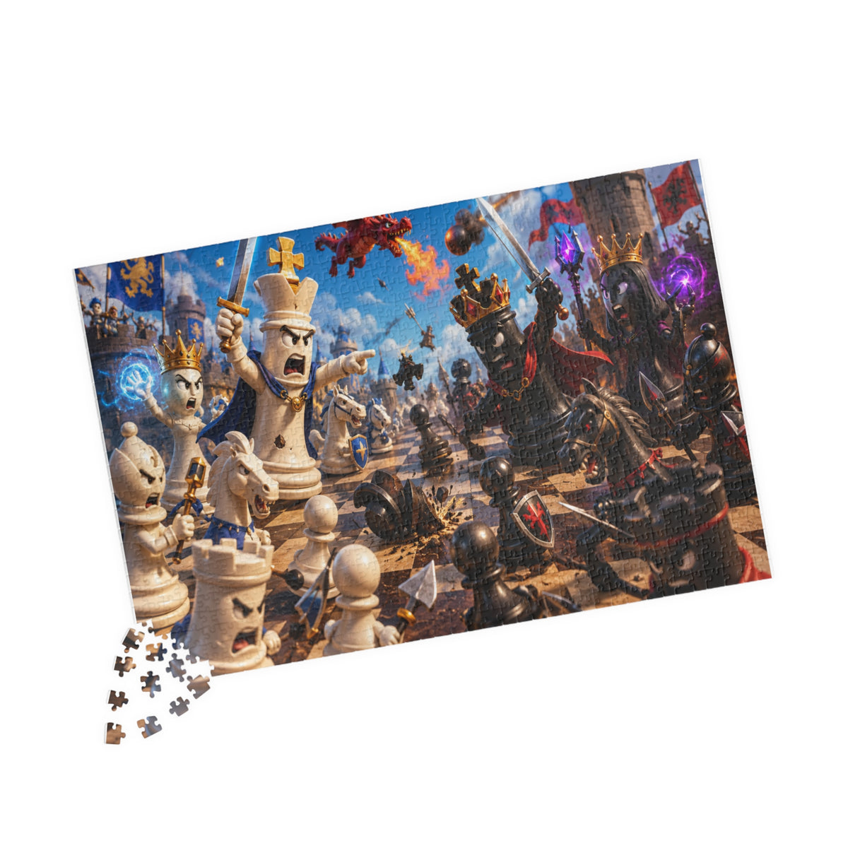 Fantasy Chess Battle Puzzle | Medieval Kings vs Dark Army jigsaw