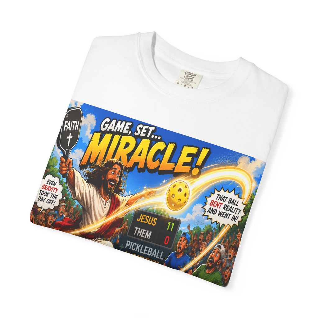 Game, Set, Miracle! Jesus Pickleball Graphic T-Shirt