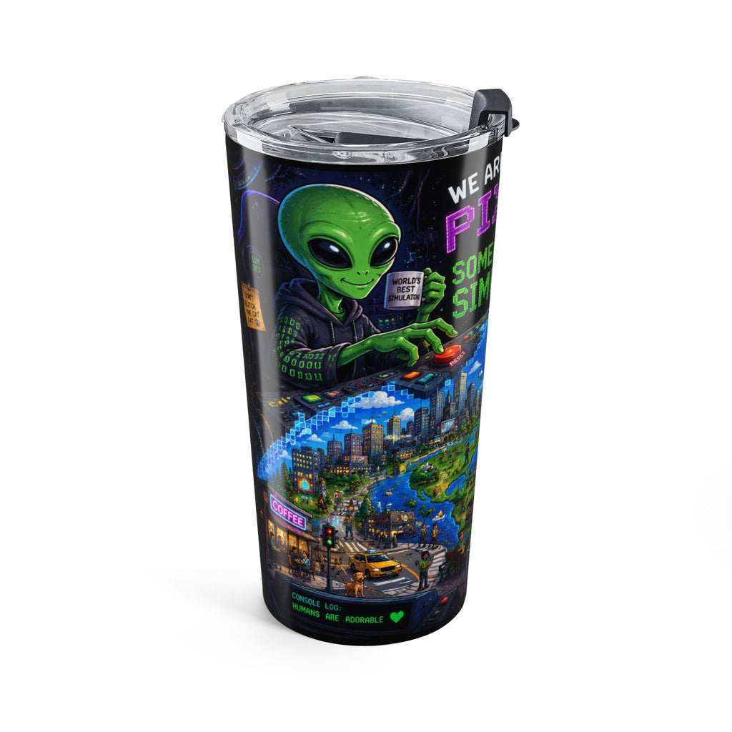 We Are All Just Pixels Tumbler 20oz | Simulation Art Travel Cup