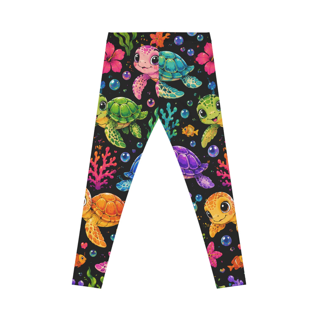 Colorful Sea Turtle Leggings — Women's Tropical Ocean Print Leggings