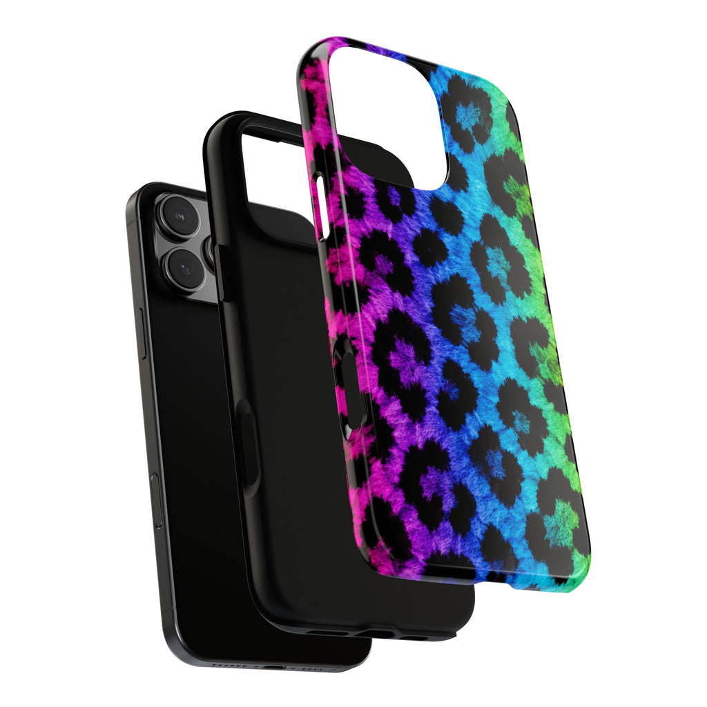 Neon Rainbow Leopard Tough Case – Colorful Animal Print Phone Cover