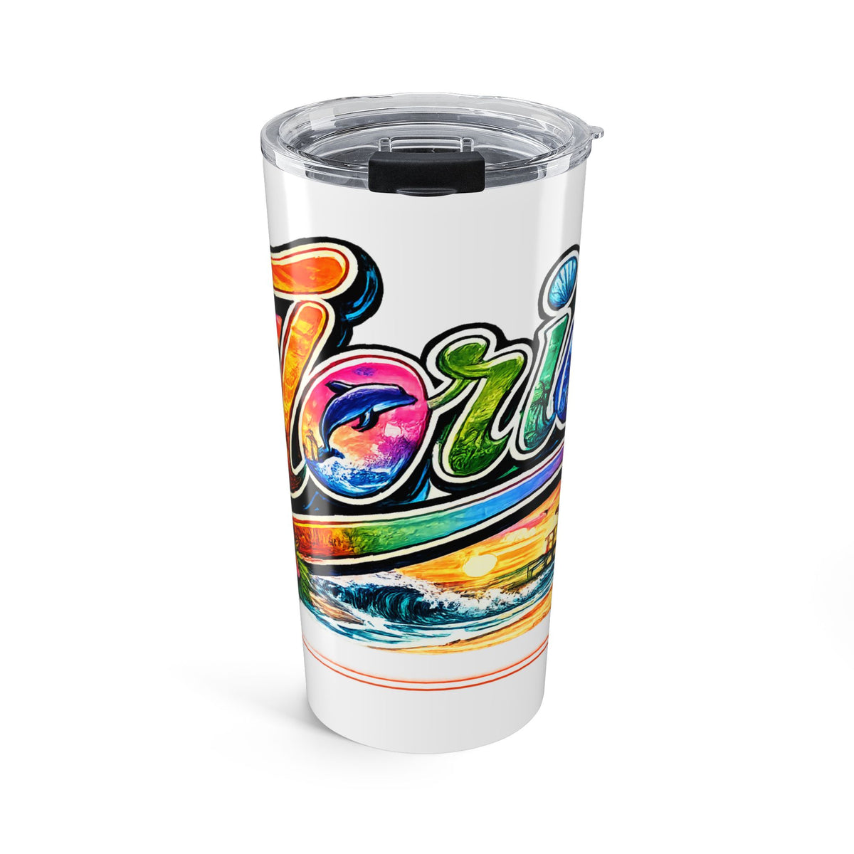 Florida Tropical Script Tumbler | 20oz Beach Flamingo Palms