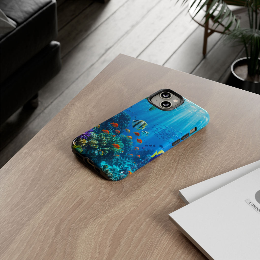 Underwater Ocean Life Tough Phone Case — Coral Reef & Sea Turtle Protective Cover