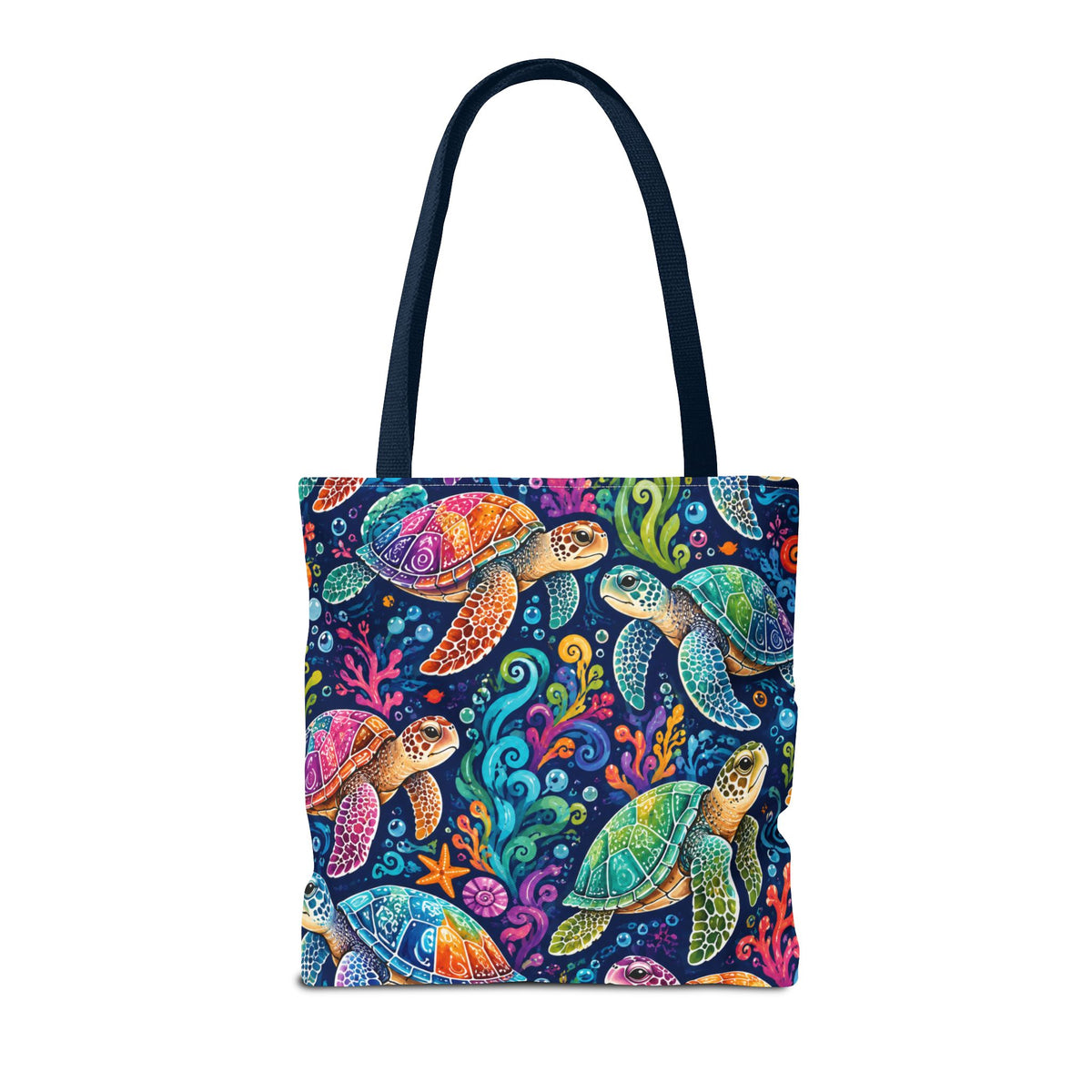 Colorful Sea Turtles Tote Bag — Vibrant Ocean Art Beach Tote