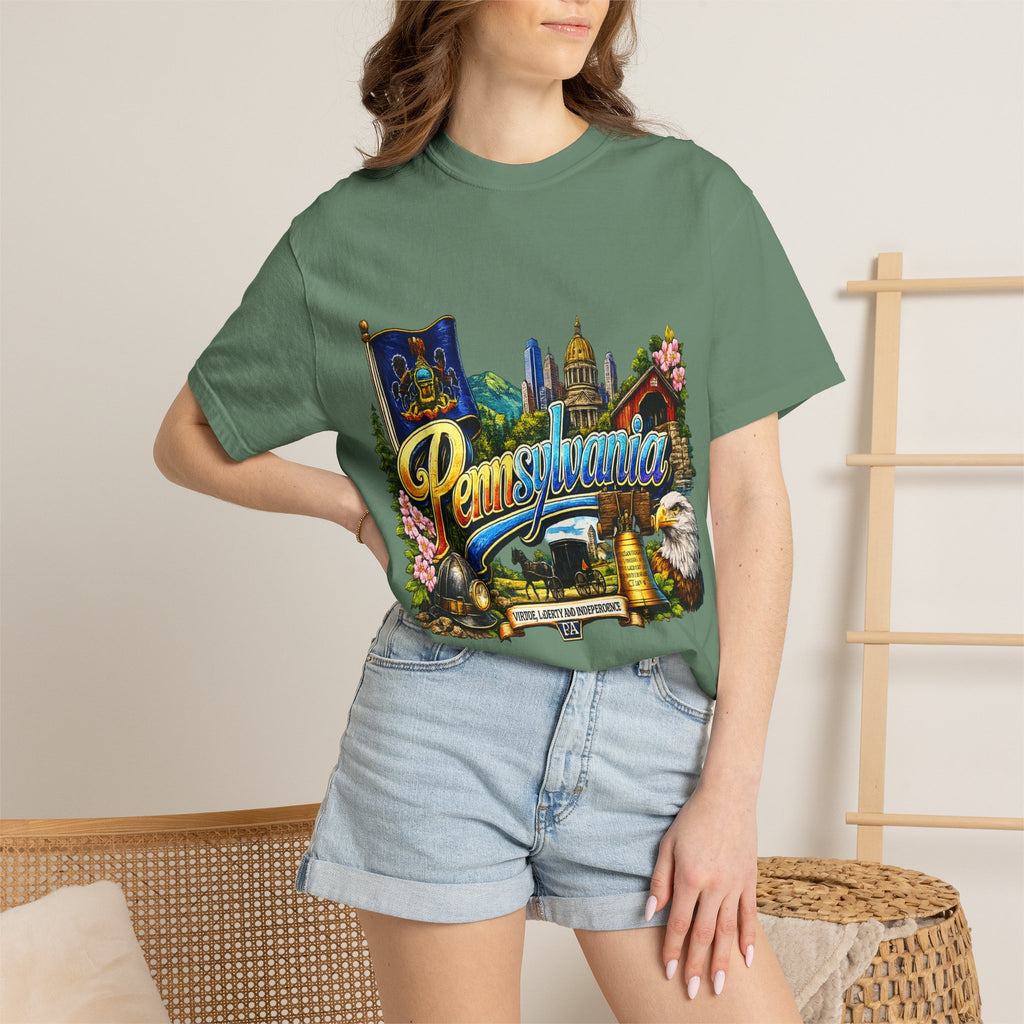 Pennsylvania Vintage Postcard T-Shirt | State Skyline Tee