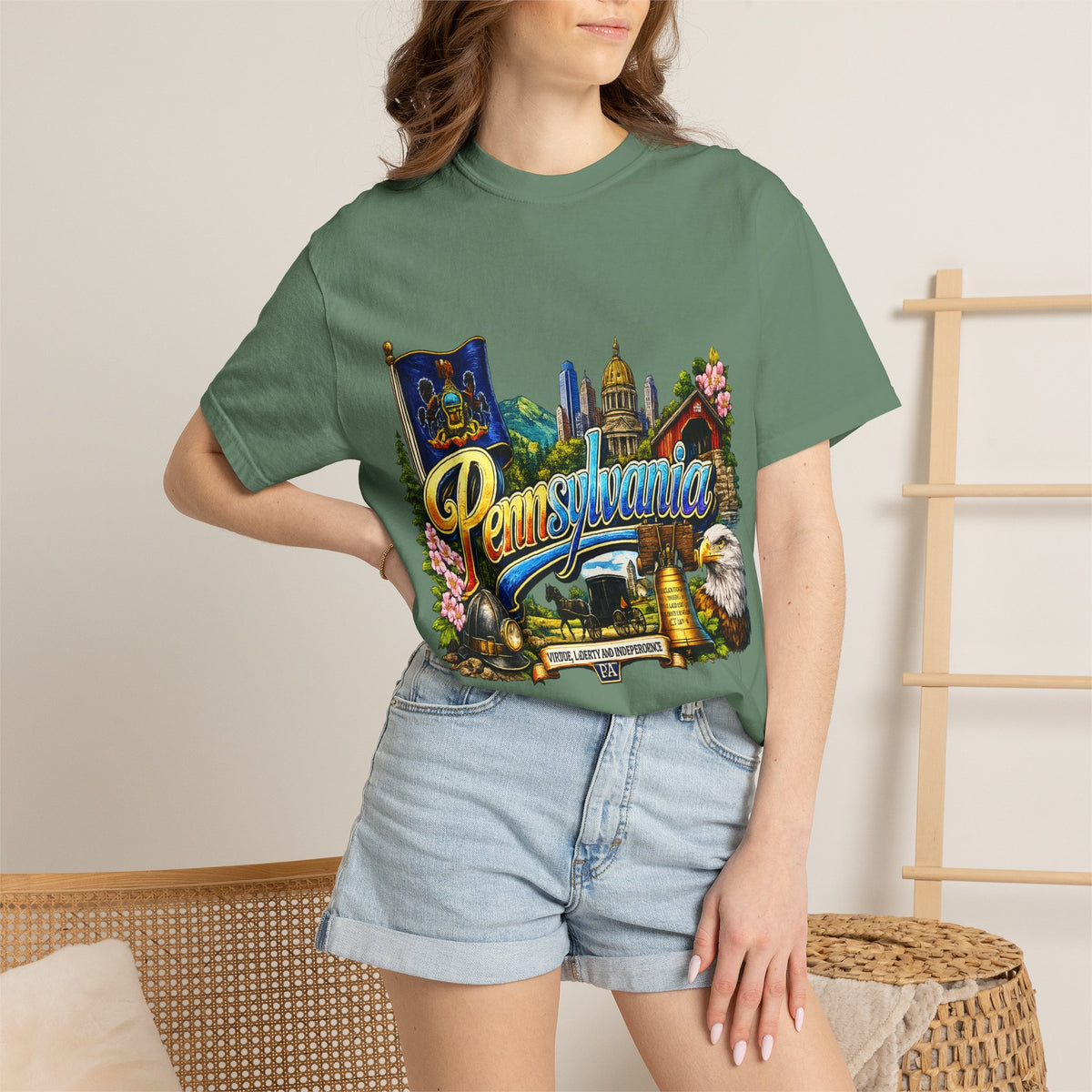 Pennsylvania Vintage Postcard T-Shirt | State Skyline Tee