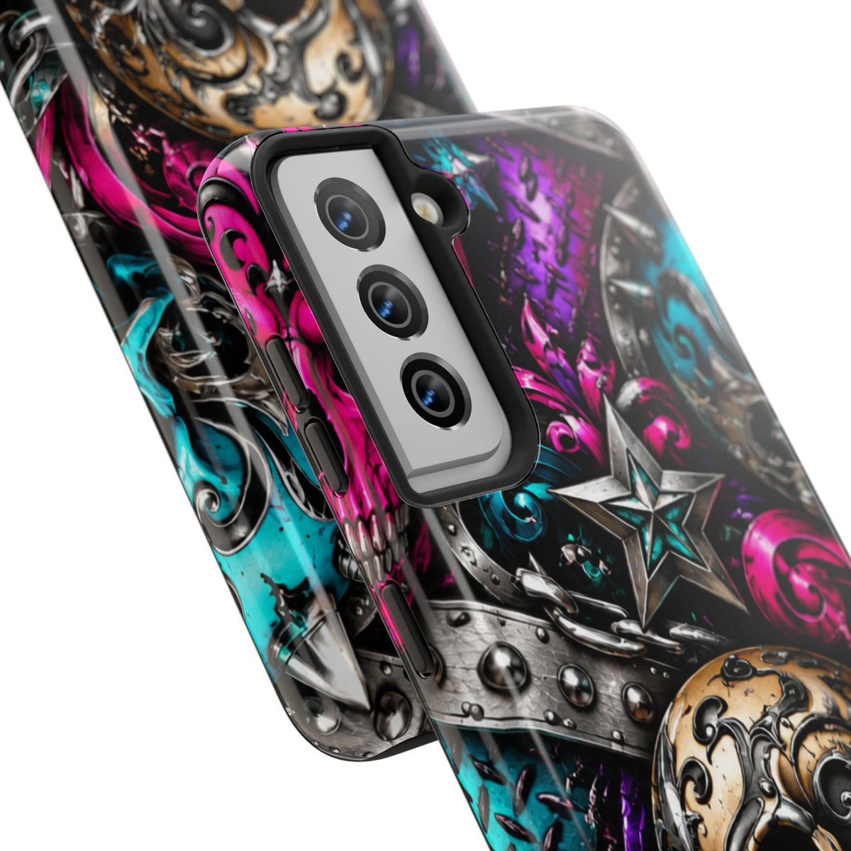 Skull & Stars Tough Phone Case | Colorful Gothic Skull Phone Case
