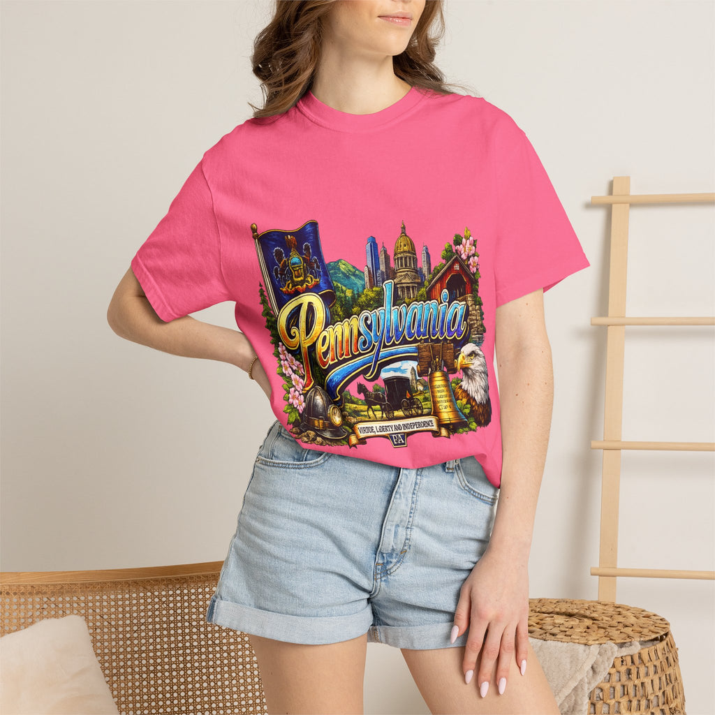 Pennsylvania Vintage Postcard T-Shirt | State Skyline Tee