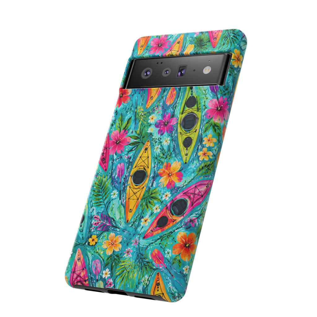 Tropical Kayak Phone Case – Colorful Floral Waterproof Pattern