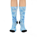 Blue Snowflake Crew Socks — Winter Holiday Cushioned Socks