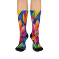 Floral Stained Glass Crew Socks — Bright Colorful Tulip Pattern