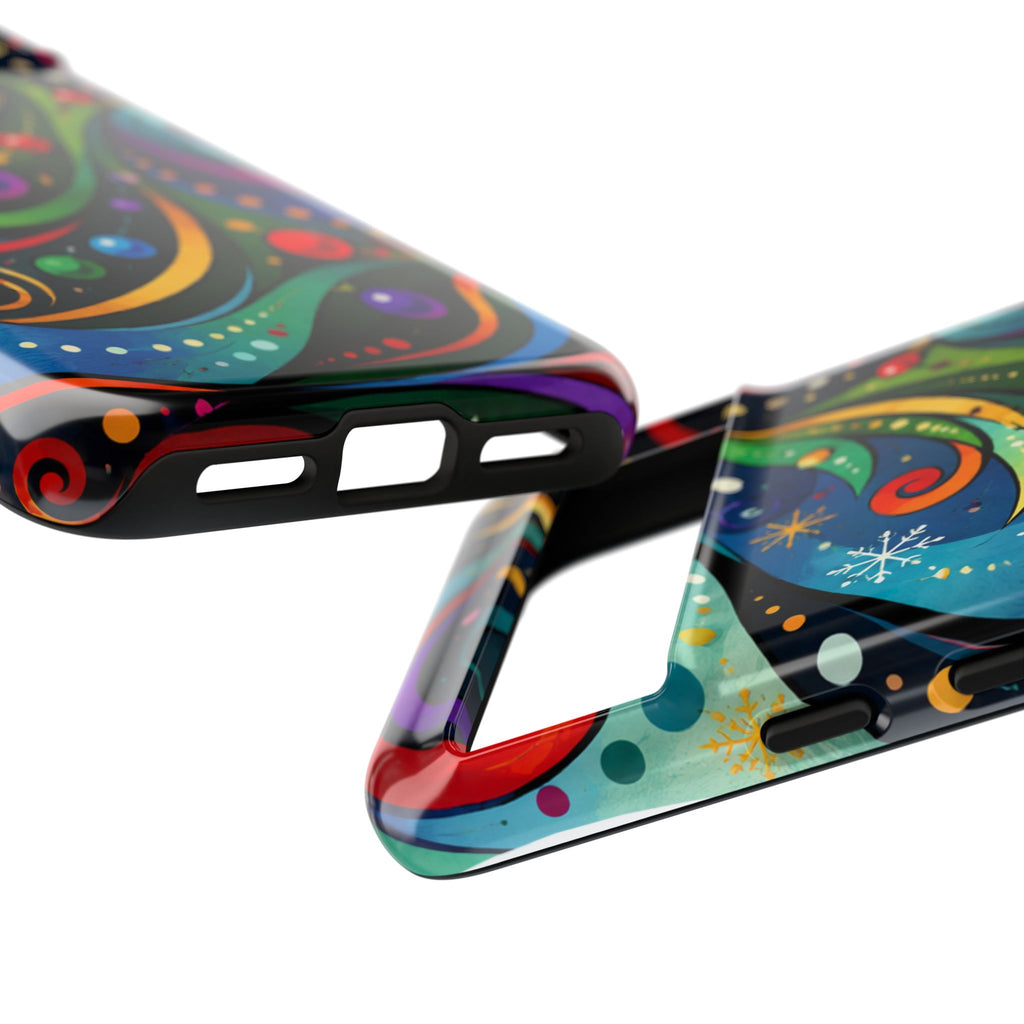Colorful Swirl Christmas Tree Tough Phone Case