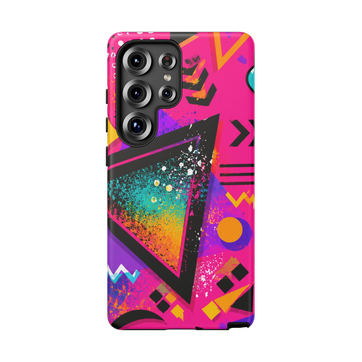 Retro 80s Geometric Phone Case — Neon Triangle Tough Case