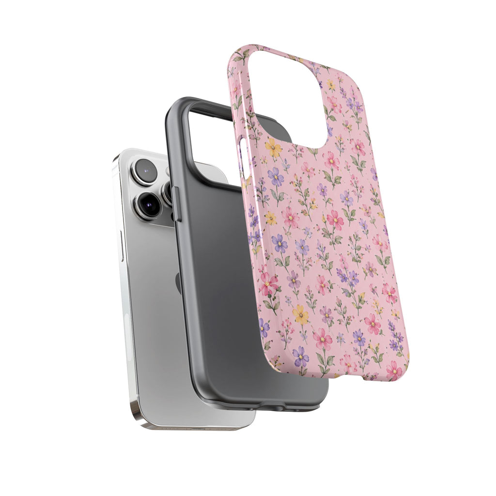 Floral Pink Tough Phone Case — Pastel Wildflower Protective Case
